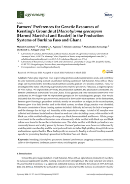 Farmers' Preferences for Genetic Resources of Kersting's