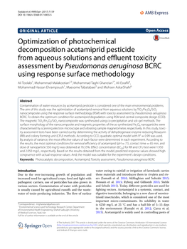 Optimization of Photochemical Decomposition Acetamiprid