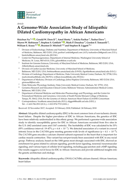A Genome-Wide Association Study of Idiopathic Dilated Cardiomyopathy in African Americans