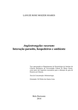 Angiostrongylus Vasorum: Interação Parasito, Hospedeiros E Ambiente