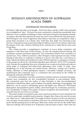 Pp11–32 Of: Evolution of Ecological and Behavioural Diversity: Australian Acacia Thrips As Model Organisms