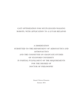 Gait Optimization for Multi-Legged Walking Robots, with Application to a Lunar Hexapod