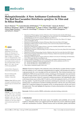 A New Antitumor Cerebroside from the Red Sea Cucumber Holothuria Spinifera: in Vitro and in Silico Studies