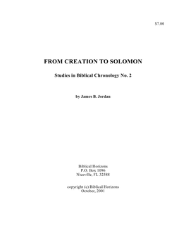 From Creation to Solomon