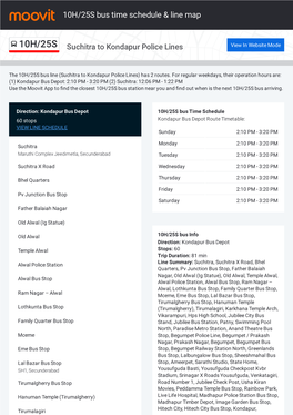 10H/25S Bus Time Schedule & Line Route