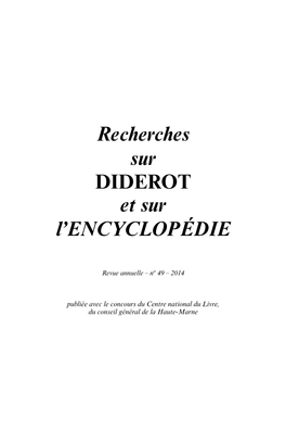 Recherches Sur Diderot Et Sur L'encyclopédie