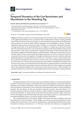 Temporal Dynamics of the Gut Bacteriome and Mycobiome in the Weanling Pig