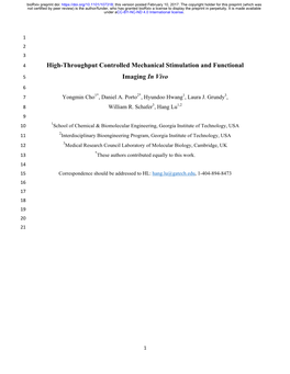 High-Throughput Controlled Mechanical Stimulation and Functional