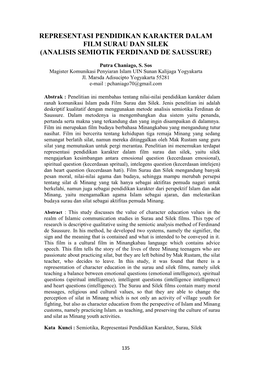 Representasi Pendidikan Karakter Dalam Film Surau Dan Silek (Analisis Semiotik Ferdinand De Saussure)
