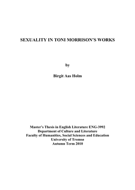 Sexuality in Toni Morrison's Works