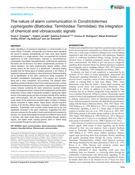 The Nature of Alarm Communication in Constrictotermes Cyphergaster (Blattodea: Termitoidea: Termitidae): the Integration of Chemical and Vibroacoustic Signals Paulo F