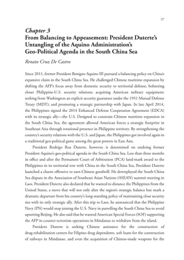 Chapter 3 from Balancing to Appeasement: President Duterte's Untangling of the Aquino Administration's Geo-Political Agenda