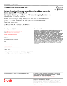 Raised Shoreline Phenomena and Postglacial Emergence in South