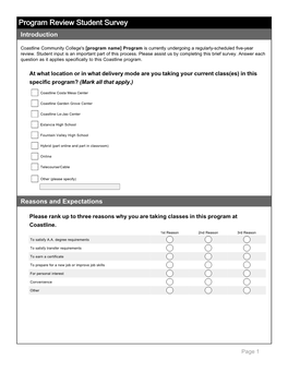 Program Review Student Survey