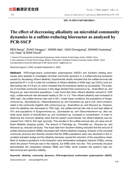 The Effect of Decreasing Alkalinity on Microbial Community Dynamics in a Sulfate-Reducing Bioreactor As Analyzed by PCR-SSCP