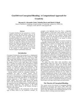 Goal-Driven Conceptual Blending: a Computational Approach for Creativity