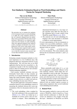 Text Similarity Estimation Based on Word Embeddings and Matrix Norms for Targeted Marketing