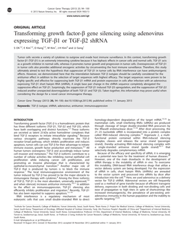 Transforming Growth Factor-Β Gene Silencing Using Adenovirus Expressing TGF-Β1 Or TGF-Β2 Shrna