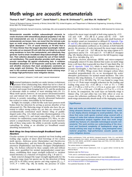 Moth Wings Are Acoustic Metamaterials