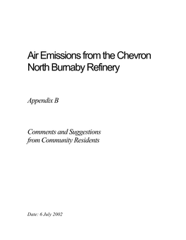 Air Emissions from the Chevron North Burnaby Refinery