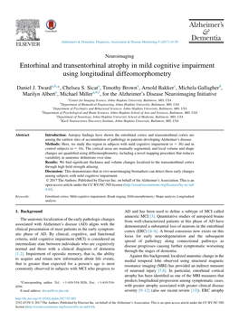 Entorhinal and Transentorhinal Atrophy in Mild Cognitive Impairment Using Longitudinal Diffeomorphometry