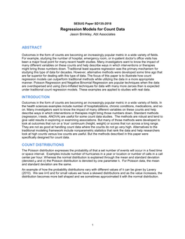 Regression Models for Count Data Jason Brinkley, Abt Associates