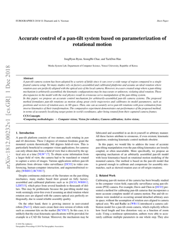 Accurate Control of a Pan-Tilt System Based on Parameterization of Rotational Motion