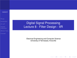 Digital Signal Processing Lecture 8