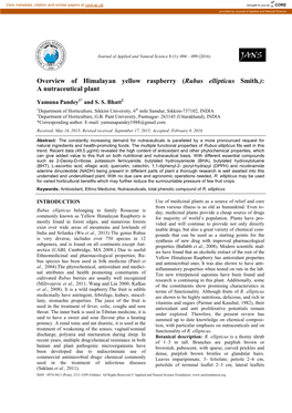 Rubus Ellipticus Smith. Journal of Acupuncture and Plant Use by Lepcha Tribe of Dzongu Valley, Bordering Meridian Studies