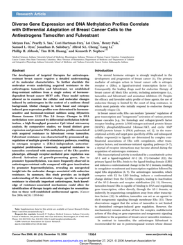 Diverse Gene Expression and DNA Methylation Profiles Correlate with Differential Adaptation of Breast Cancer Cells to the Antiestrogens Tamoxifen and Fulvestrant