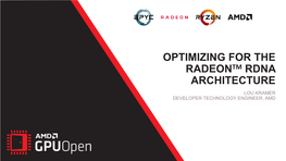 Optimizing for the Radeon RDNA Architecture