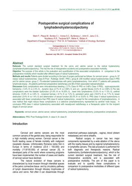 Postoperative Surgical Complications of Lymphadenohysterocolpectomy