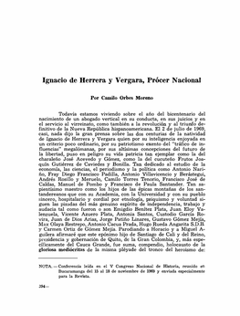Ignacio De Herrera Y Vergara, Prócer Nacional