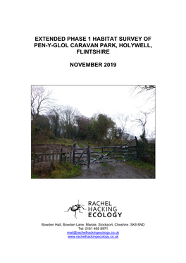 Extended Phase 1 Habitat Survey of Pen-Y-Glol Caravan Park, Holywell, Flintshire