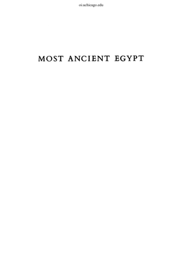 MOST ANCIENT EGYPT Oi.Uchicago.Edu Oi.Uchicago.Edu