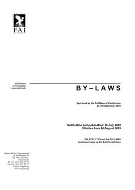Fai By-Laws to the Fai Statutes 1996
