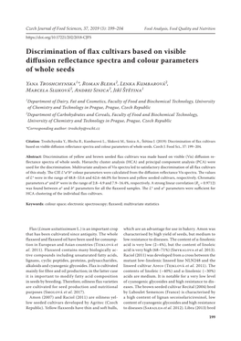 Discrimination of Flax Cultivars Based on Visible Diffusion Reflectance Spectra and Colour Parameters of Whole Seeds