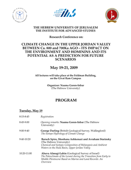 May 19-21, 2009 PROGRAM