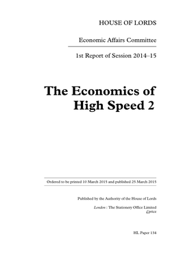 The Economics of High Speed 2