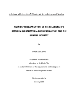 An In-Depth Examination of the Relationships Between Globalization, Food Production and The