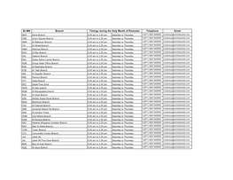 Timings During the Holy Month of Ramadan Br.MN Branch Email