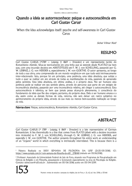 Psique E Autoconsciência Em Carl Gustav Carus1