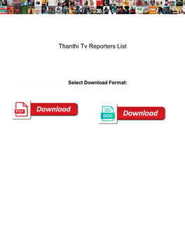Thanthi Tv Reporters List