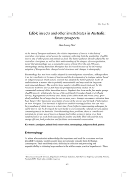Edible Insects and Other Invertebrates in Australia: Future Prospects