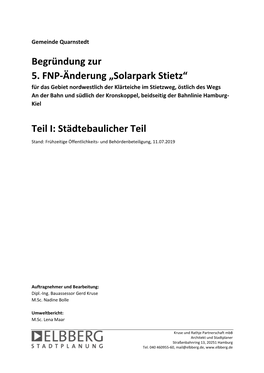 Begründung Zur 5. FNP-Änderung „Solarpark Stietz“