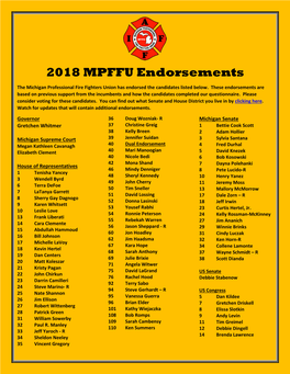 2018 MPFFU Endorsements