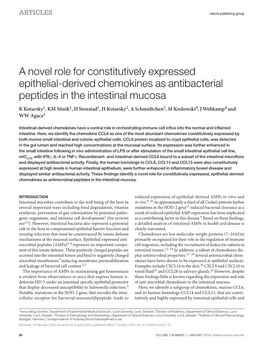 A Novel Role for Constitutively Expressed Epithelial-Derived Chemokines As Antibacterial Peptides in the Intestinal Mucosa