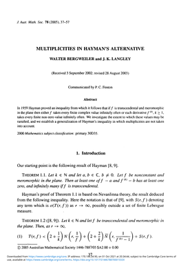 Multiplicities in Hayman's Alternative