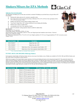 Shakers/Mixers for EPA Methods