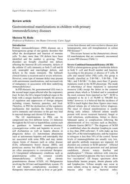 Gastrointestinal Manifestations in Children with Primary Immunodeficiency Diseases